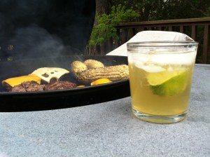 Burgers and corn on the cob on the grill. And an iced cold Lily Rei to go with it all.
