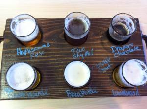 Notice Hopasaurus Rex in the upper left. And the missing seventh sample was was a chocolate stout my wife drank.