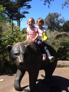 My daughters, on the back of a bear. And they still wanted to see the prairie dogs more than anything else.