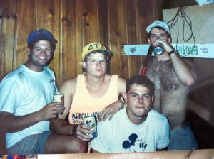 This photo might just sum upfra the College Experience at Wazzu. From a day during our fraternity's work week. Cheap beer and the odd-occasional tool of some sort.