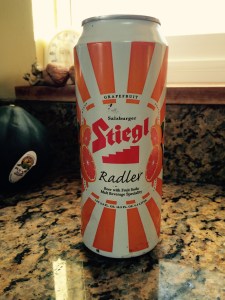 Stiegl Radler in the can. Note: Acorn squash not included.